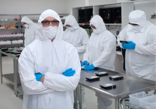 Data recovery engineers working.